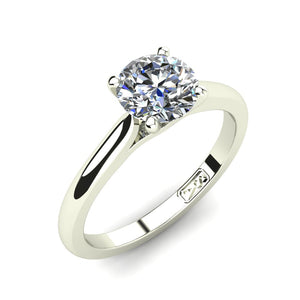 18kt White Gold, Solitaire Setting with Cathedral Band