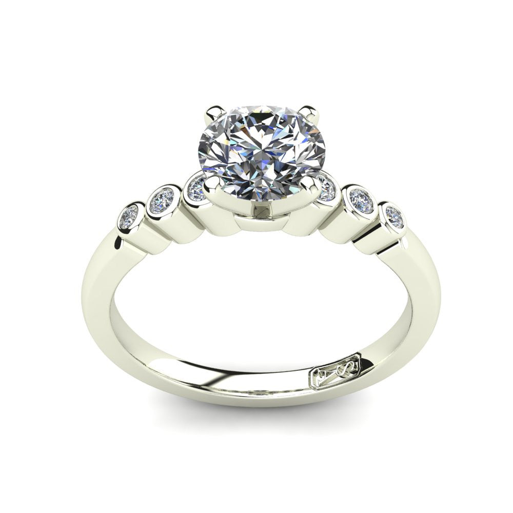 18kt White Gold, Solitaire Setting with Bezel set Accent Stones