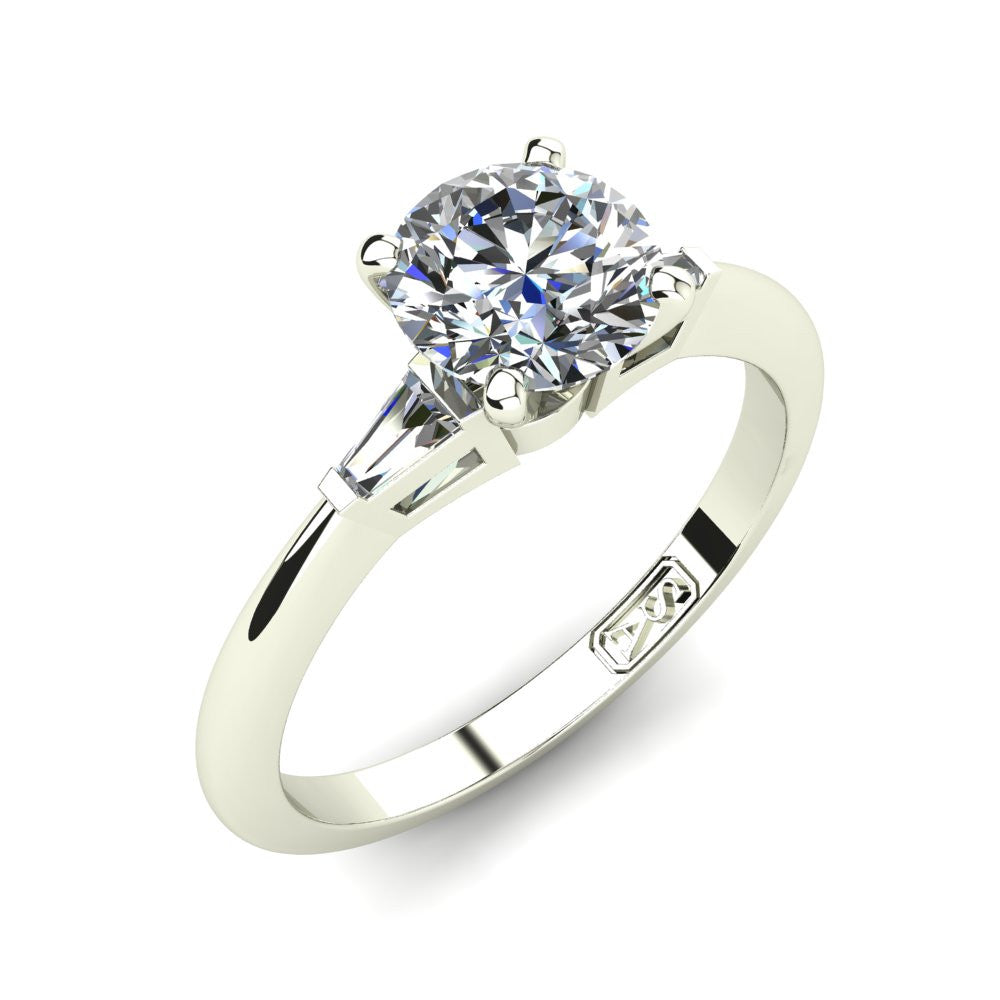 Platinum, Solitaire Setting with Baguette Accent Stones