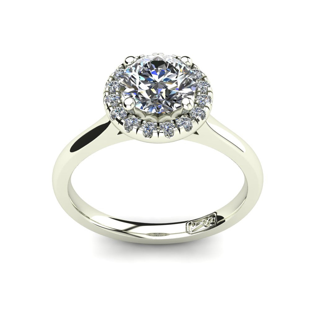 Platinum, Halo Setting with Half Round Band
