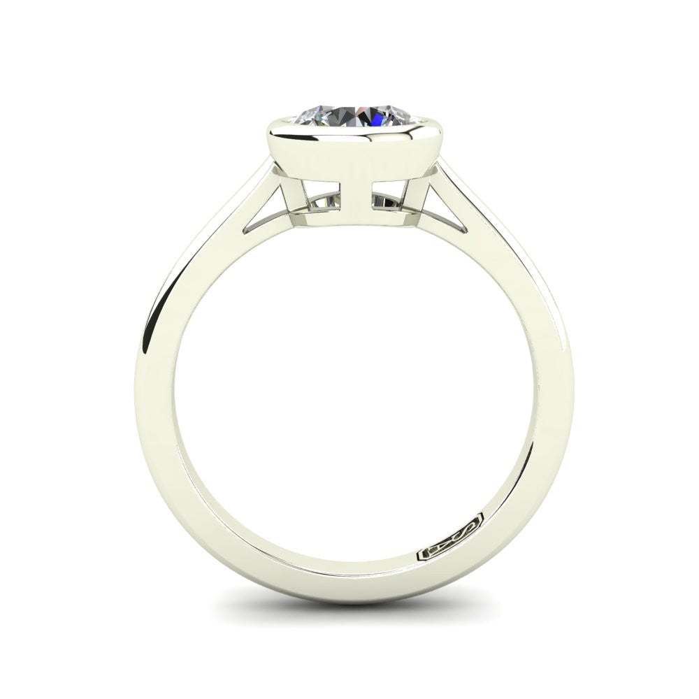 Platinum, Bezel Solitaire Setting with Half Round Band