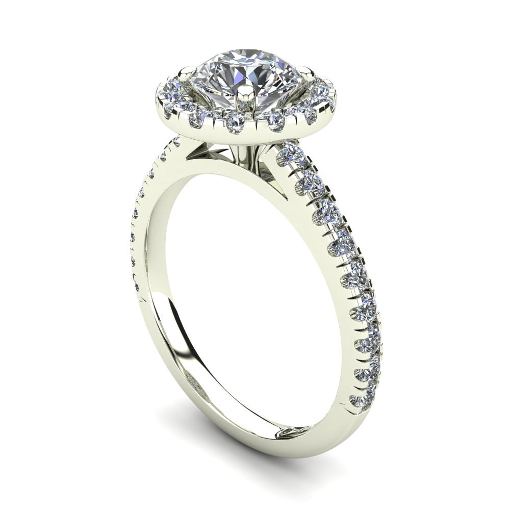 18kt White Gold, Halo Setting with Claw set Accent Stones