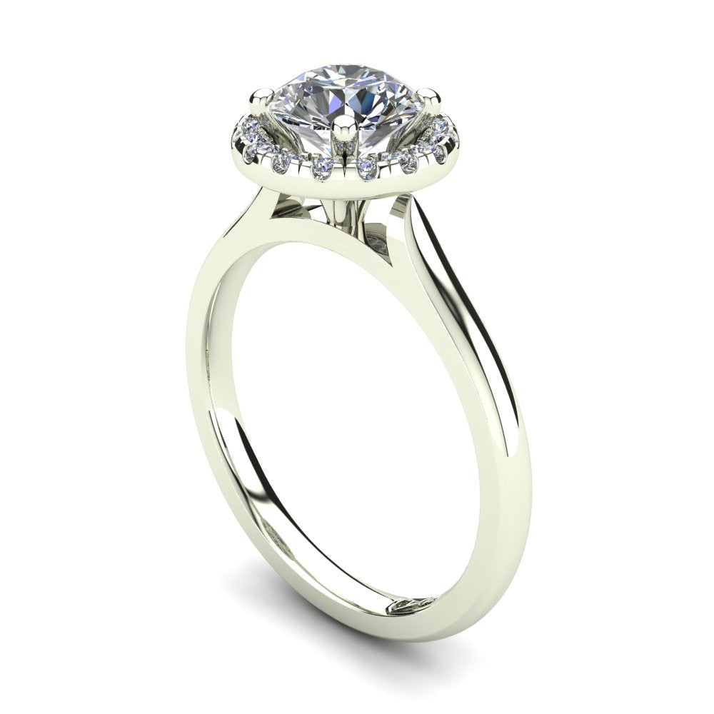 Platinum, Halo Setting with Half Round Band