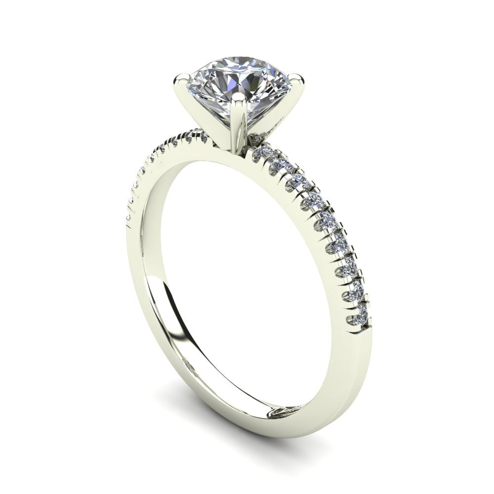 Platinum, Solitaire Setting with Pavé set Accent Stones