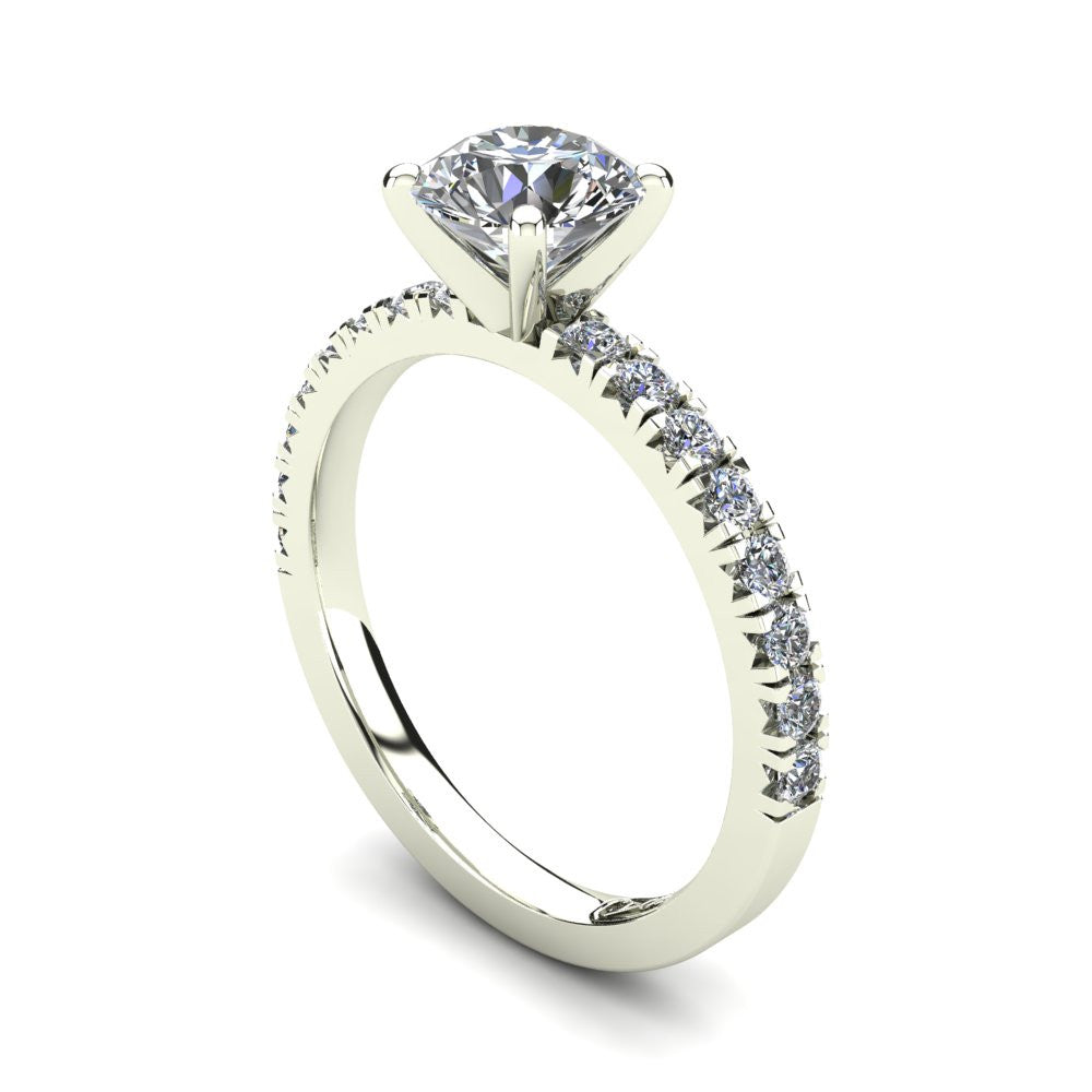 18kt White Gold, Solitaire Setting with Claw set Accent Stones