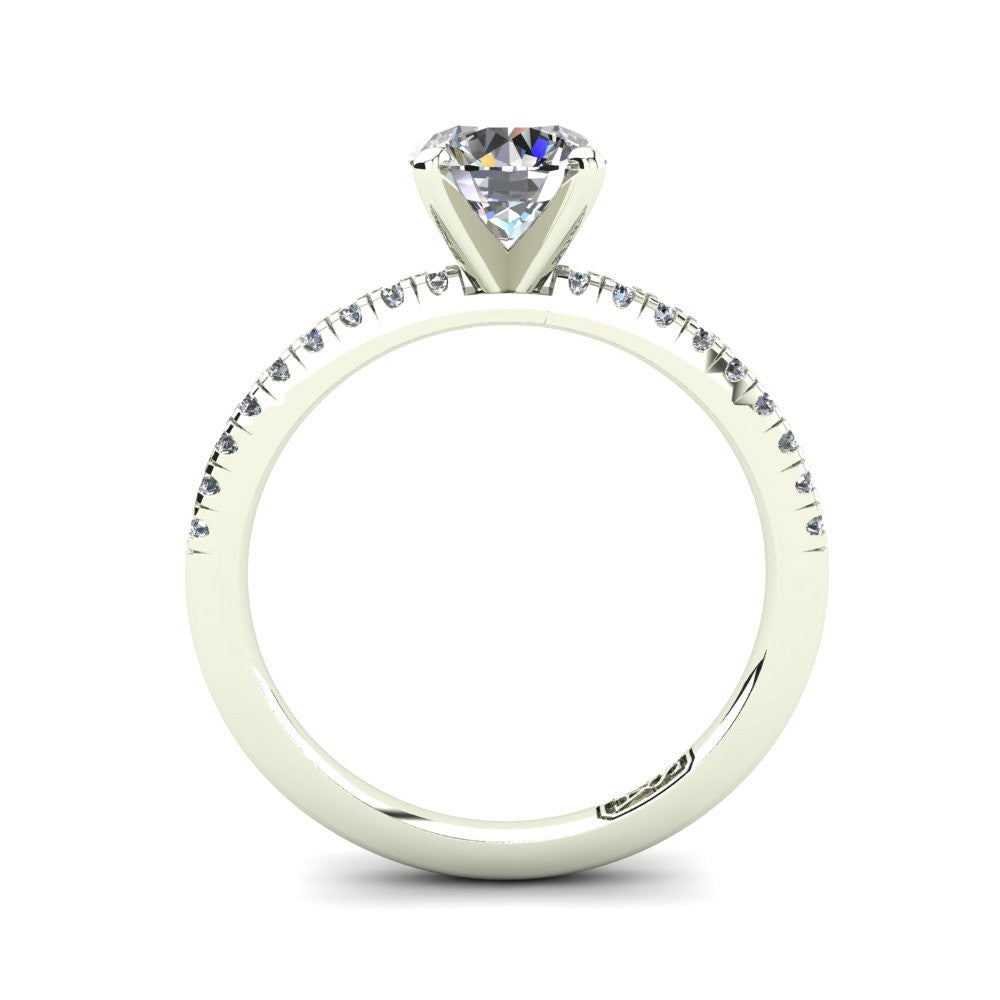 18kt White Gold, Solitaire Setting with Pavé set Accent Stones