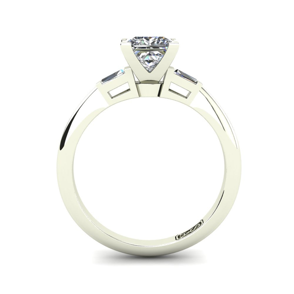 4 Claw Solitaire Setting with Baguette Accent Stones