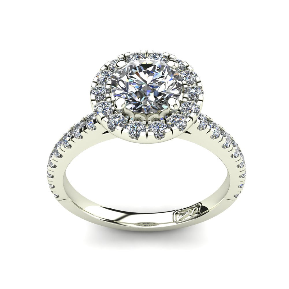 18kt White Gold, Halo Setting with Claw set Accent Stones