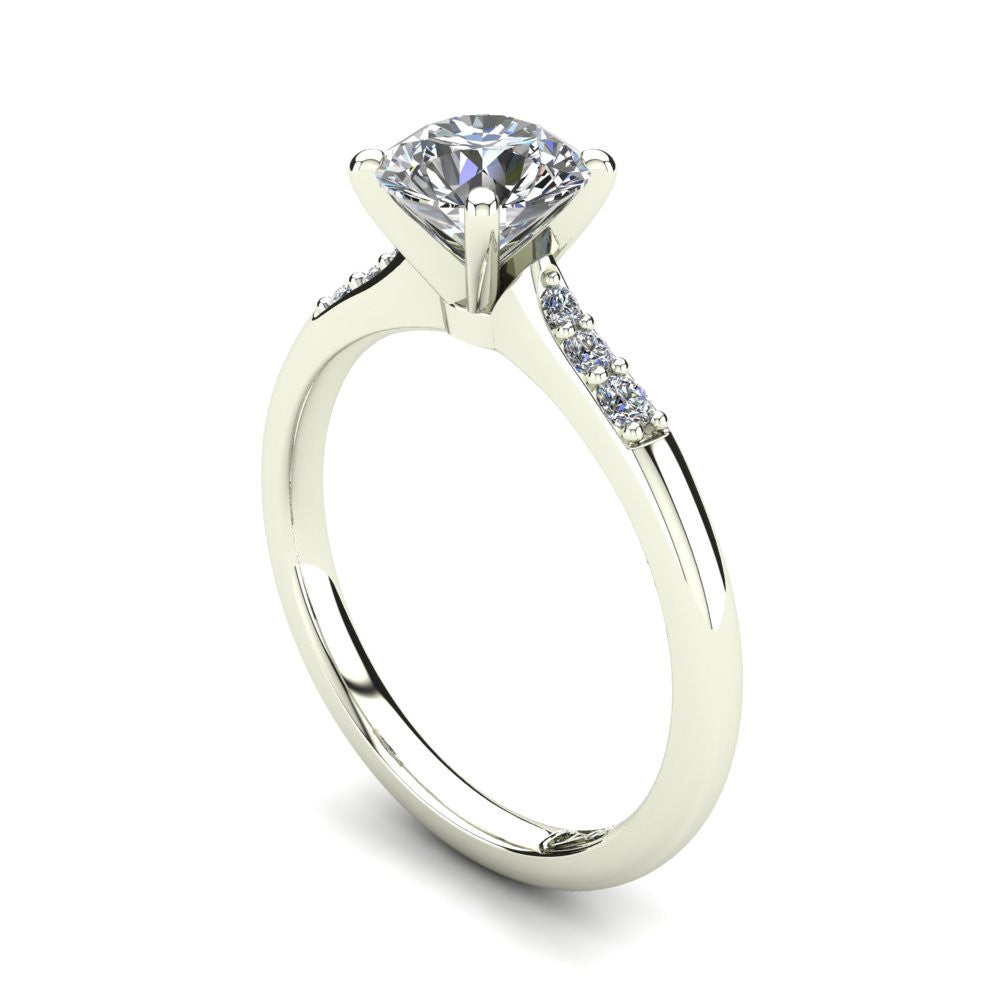 Platinum, Solitaire Setting with Tapered Accent Stones