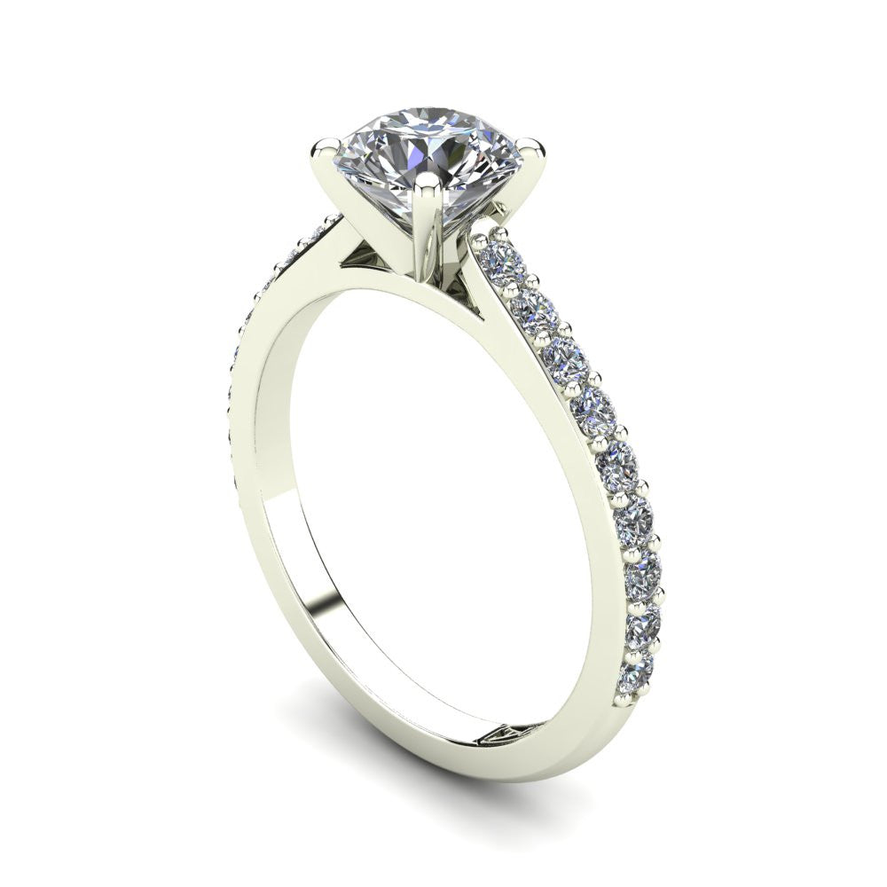 18kt White Gold, Solitaire Setting with Shared Claw set Accent Stones