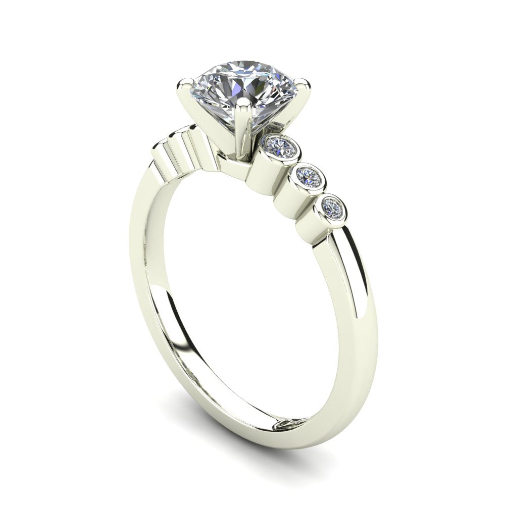 Platinum, Solitaire Setting with Bezel set Accent Stones