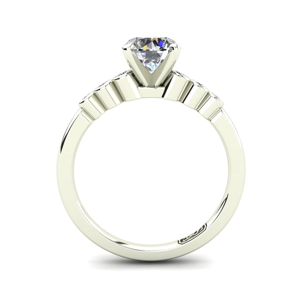 18kt White Gold, Solitaire Setting with Bezel set Accent Stones