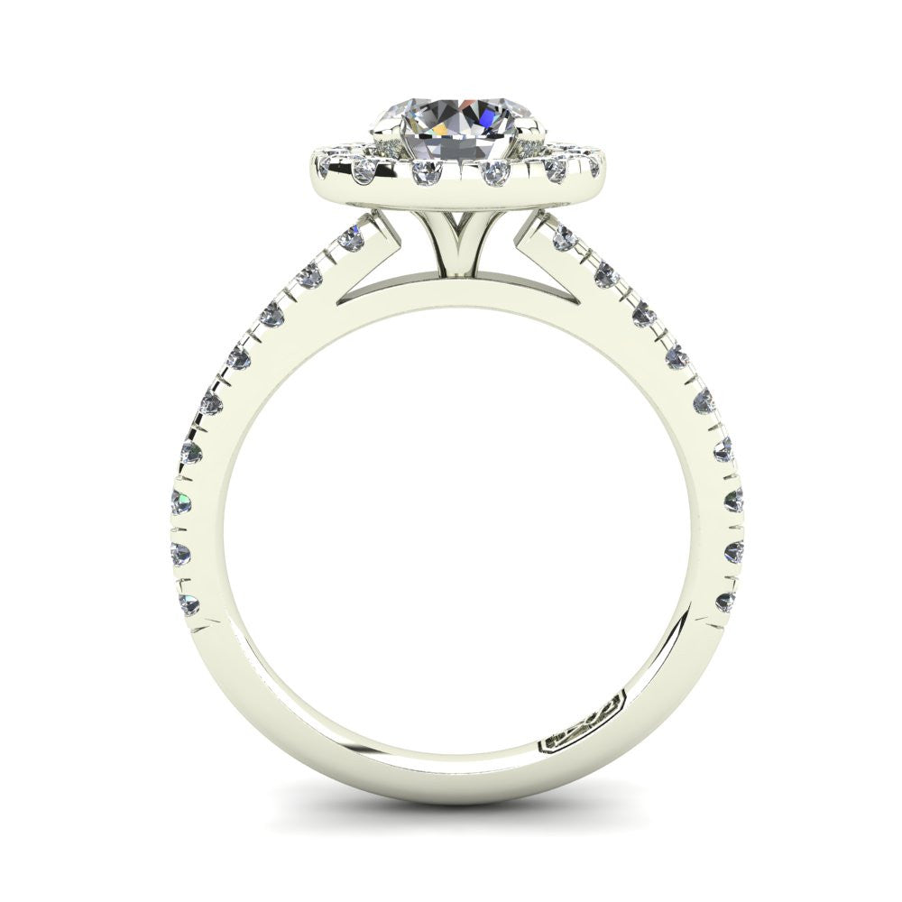 18kt White Gold, Halo Setting with Claw set Accent Stones
