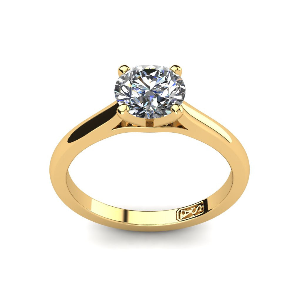 18kt Yellow Gold, Solitaire Setting with Cathedral Band