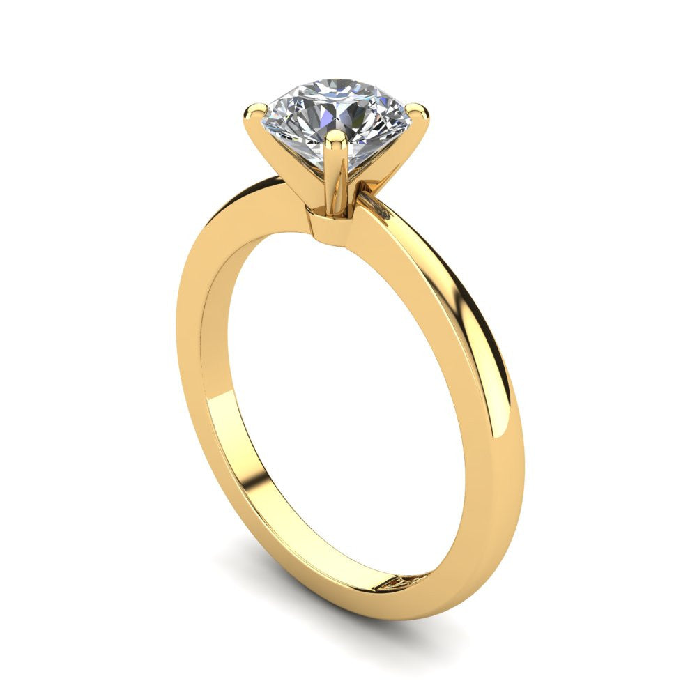 18kt Yellow Gold, Solitaire Setting with Tapered Band