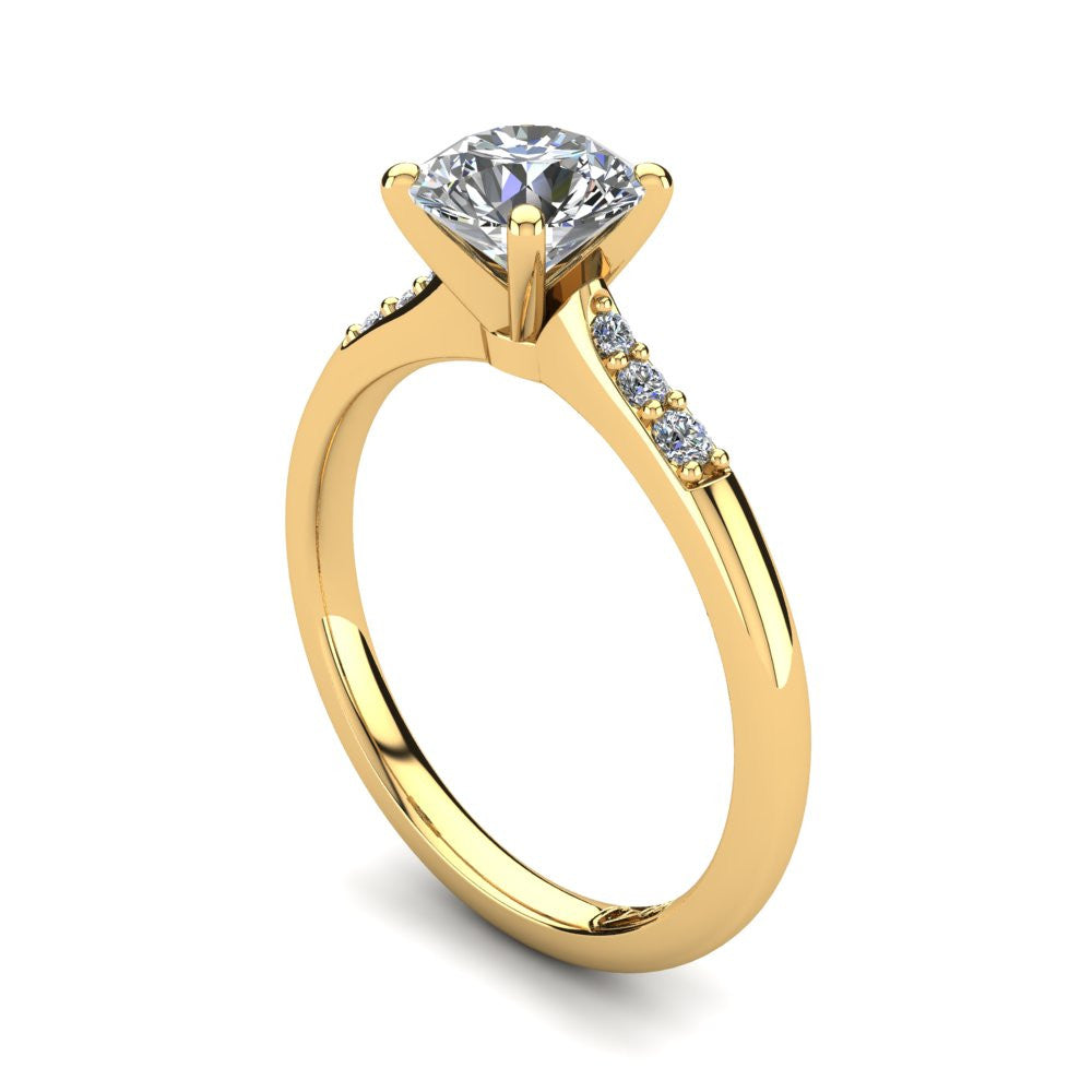 18kt Yellow Gold, Solitaire Setting with Tapered Accent Stones