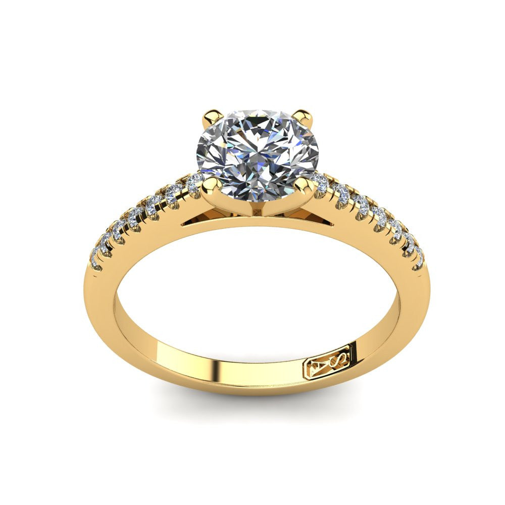 18kt Yellow Gold, Solitaire Setting with Accent Stones
