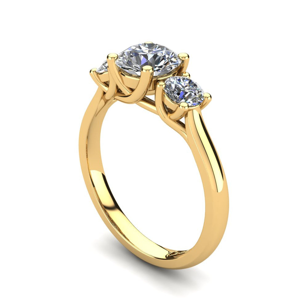 18kt Yellow Gold, Trilogy Setting with Half Round Band