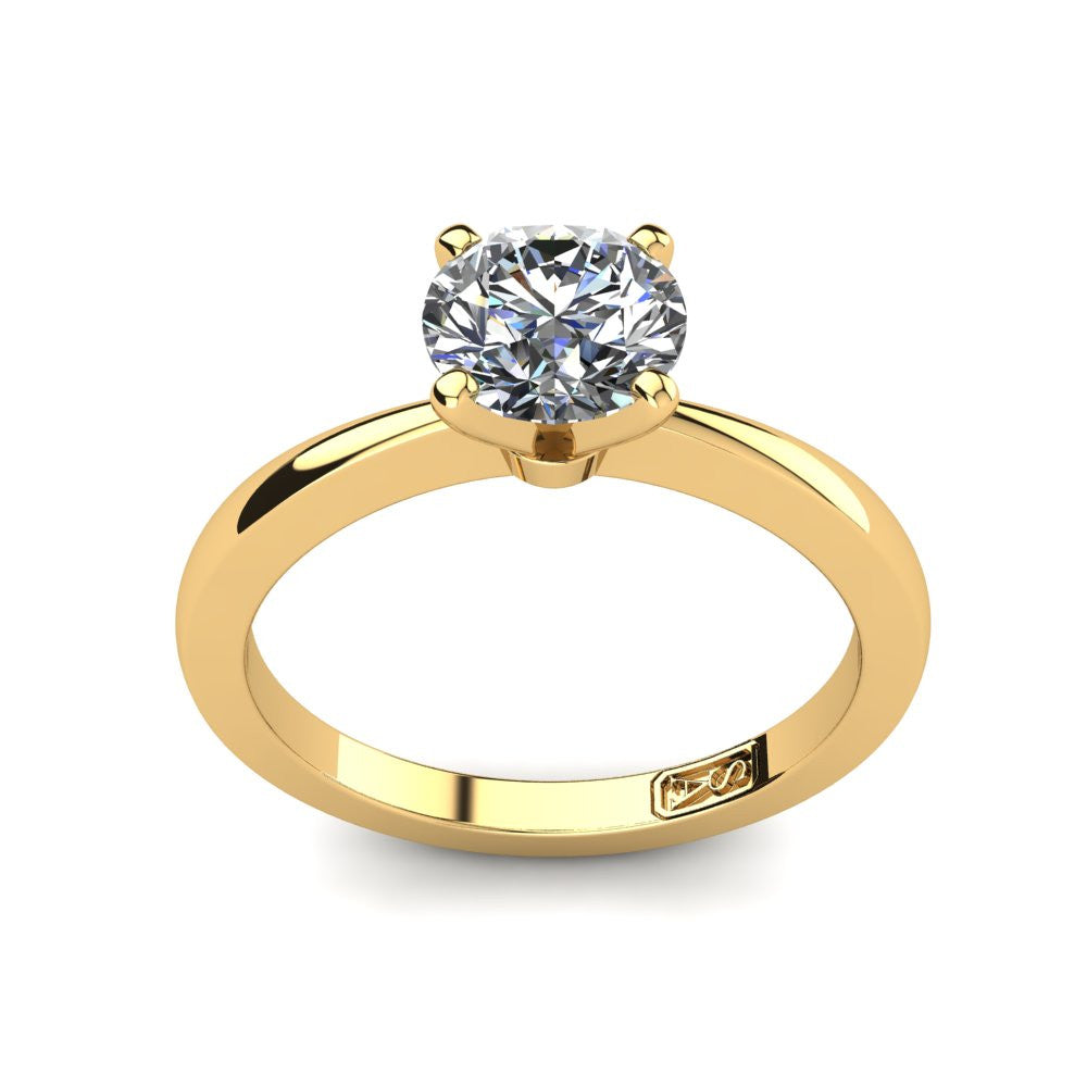 18kt Yellow Gold, Solitaire Setting with Tapered Band