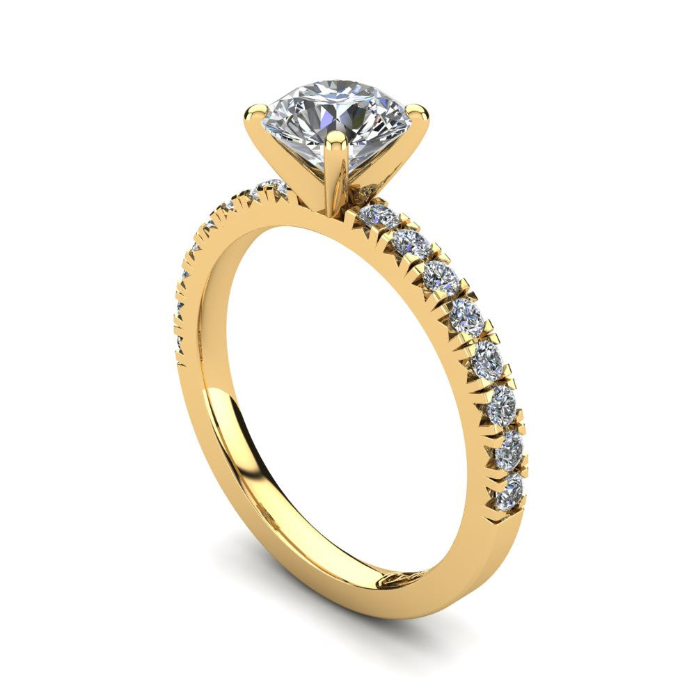 18kt Yellow Gold, Solitaire Setting with Claw set Accent Stones