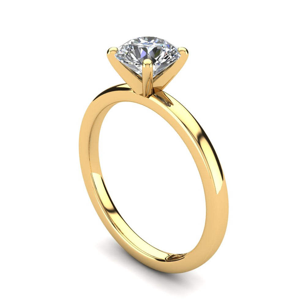 18kt Yellow Gold, Solitaire Setting with Flat Round Band