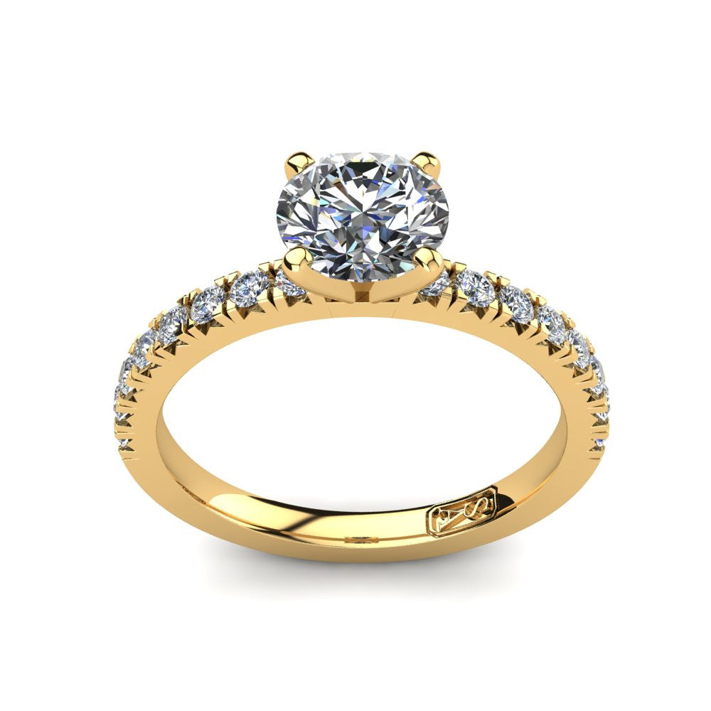 18kt Yellow Gold, Solitaire Setting with Claw set Accent Stones