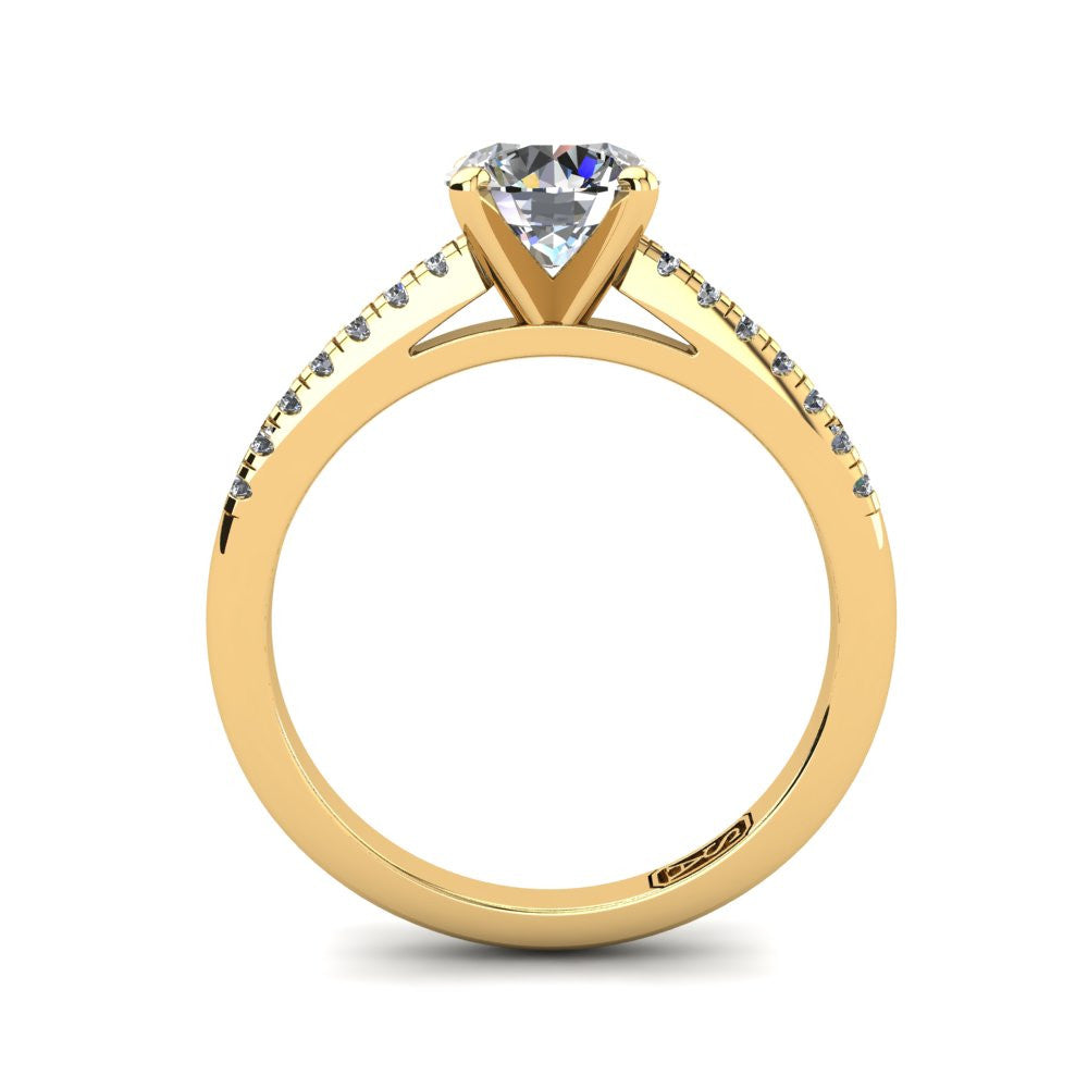 18kt Yellow Gold, Solitaire Setting with Accent Stones