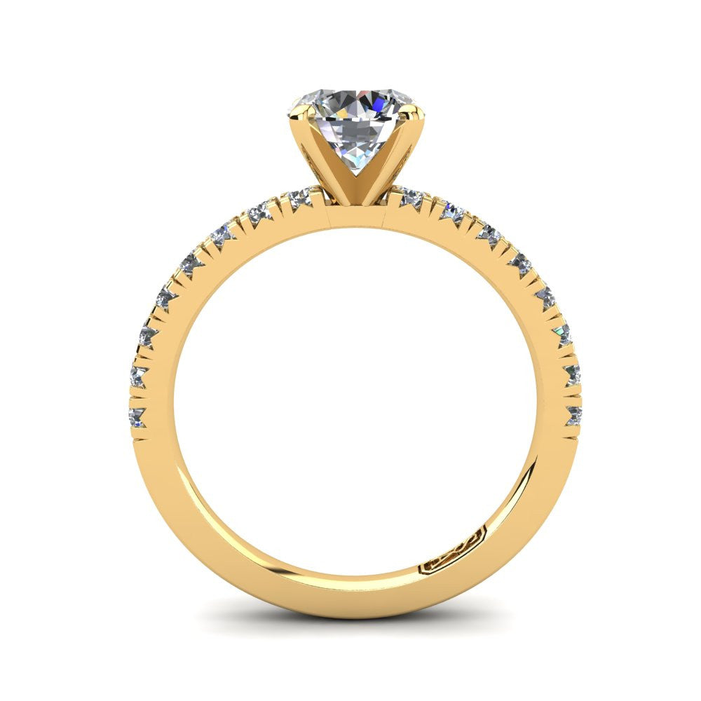 18kt Yellow Gold, Solitaire Setting with Claw set Accent Stones