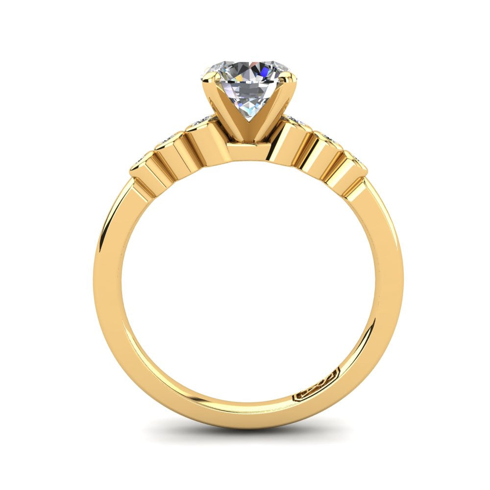 18kt Yellow Gold, Solitaire Setting with Bezel set Accent Stones