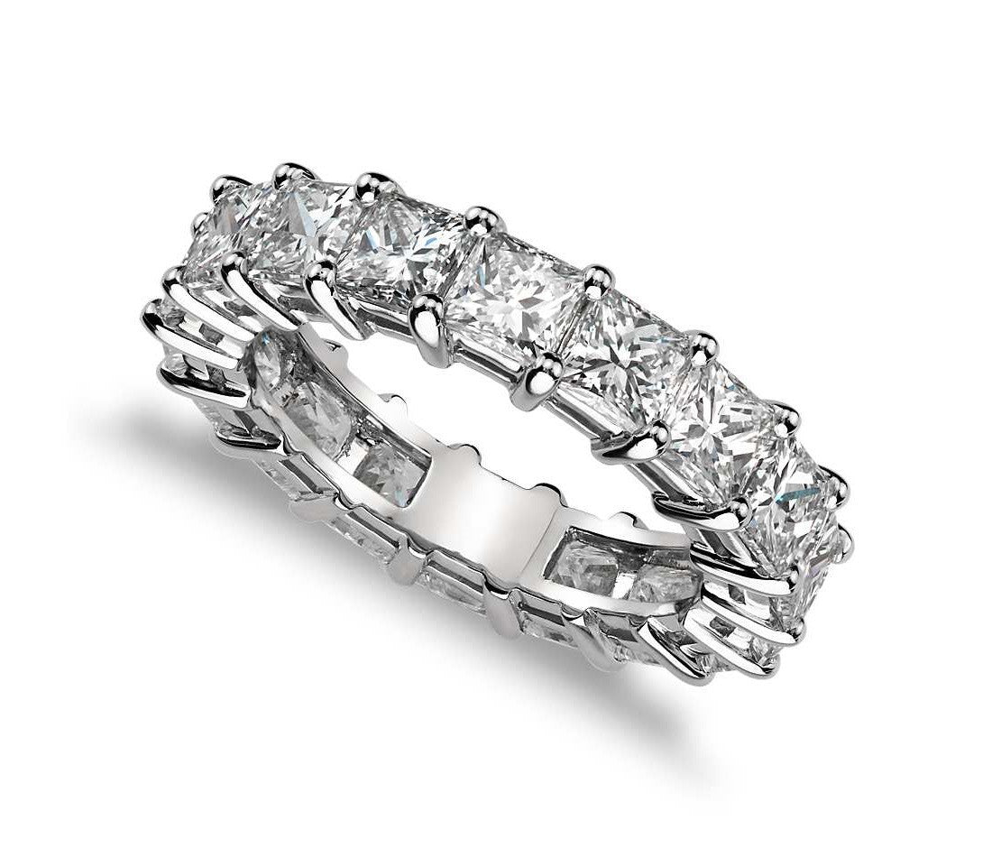 Princess Cut Claw Set Eternity Band