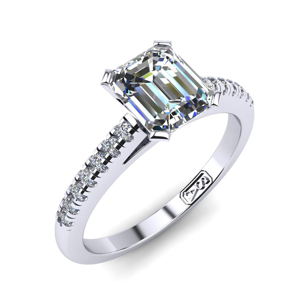 'Julia' Emerald Cut Lab Grown Engagement Ring