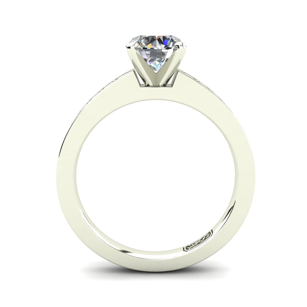 Lydia Round Brilliant Cut Engagement Ring in white gold, front view