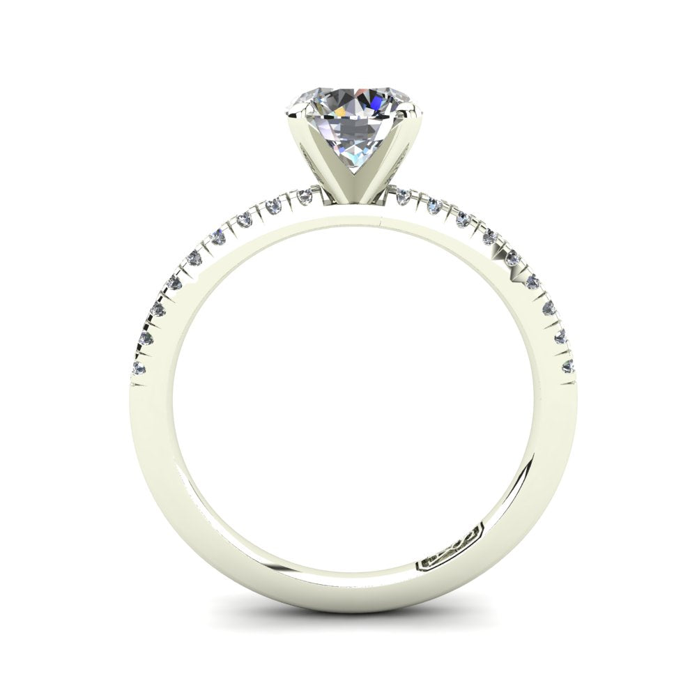 Chloe Round Brilliant Cut Lab Grown Engagement Ring in white gold, front view