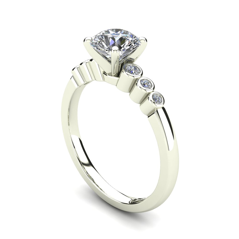 Riley Round Brilliant Cut Engagement Ring in white gold, three-quarter view from the other side