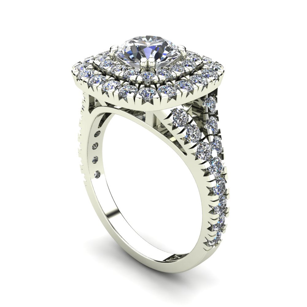 Emma Round Brilliant Cut Engagement Ring in white gold, three-quarter view from the other side