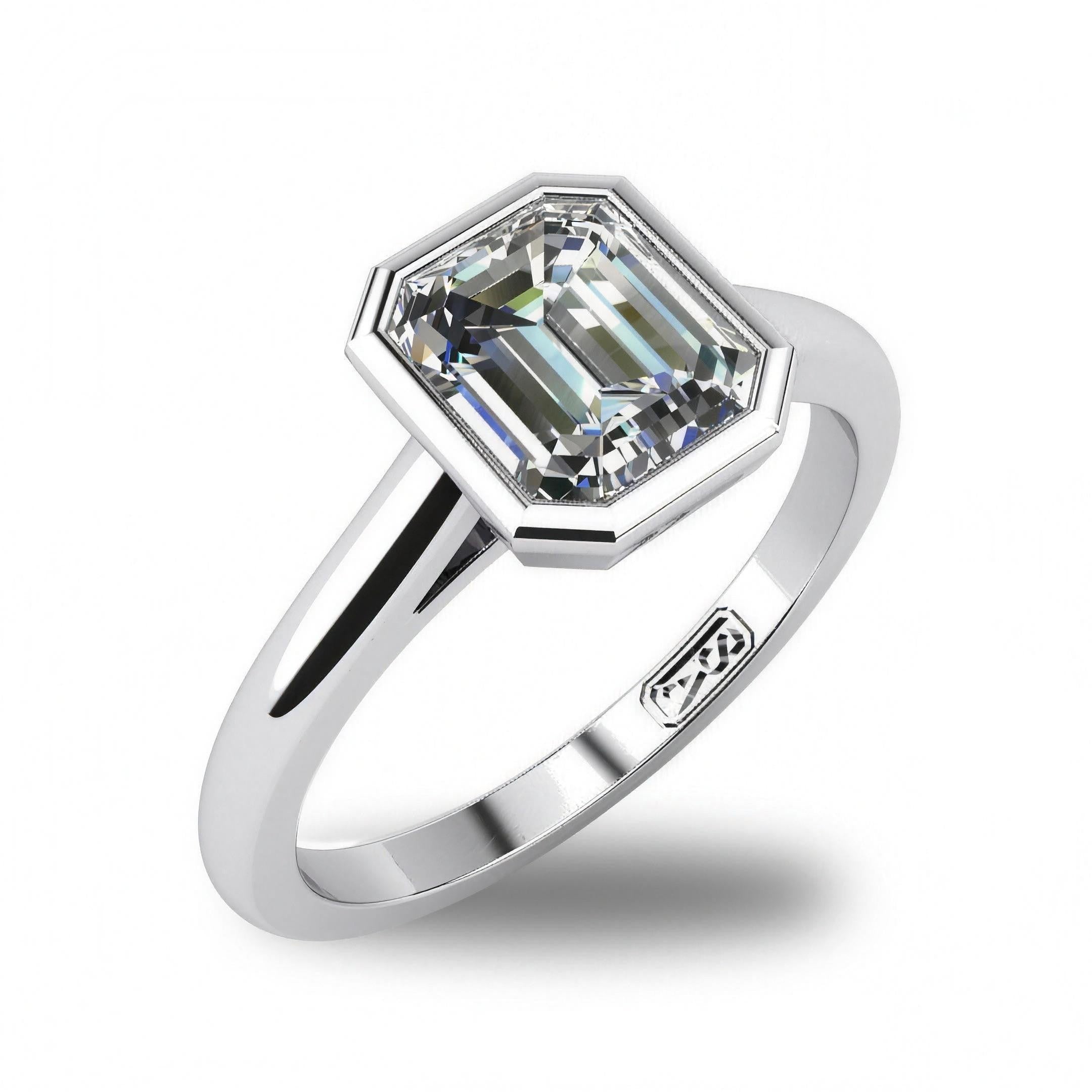 'Abbie' Emerald Cut Lab Grown Engagement Ring
