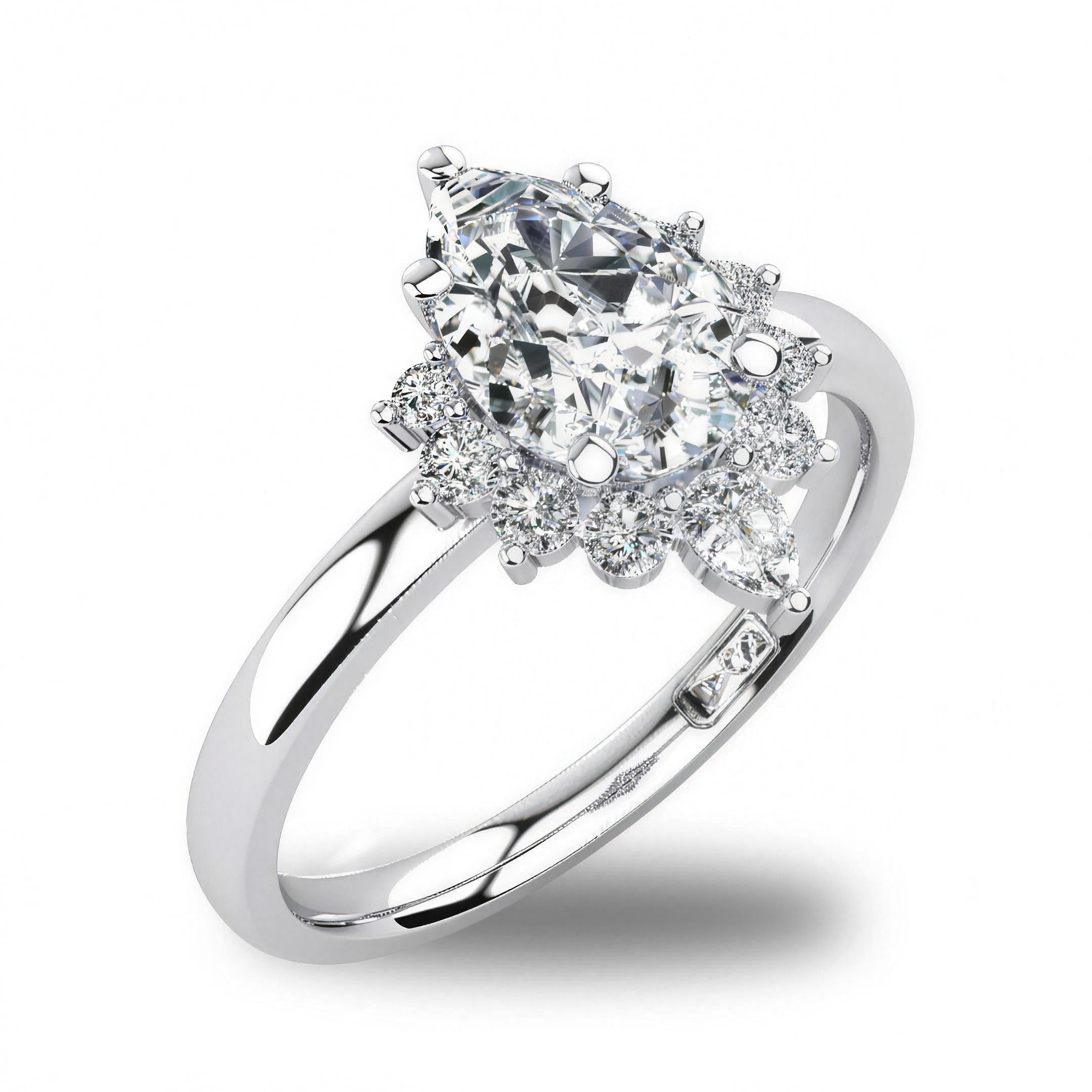'Ariel' Pear Cut Lab Grown Engagement Ring