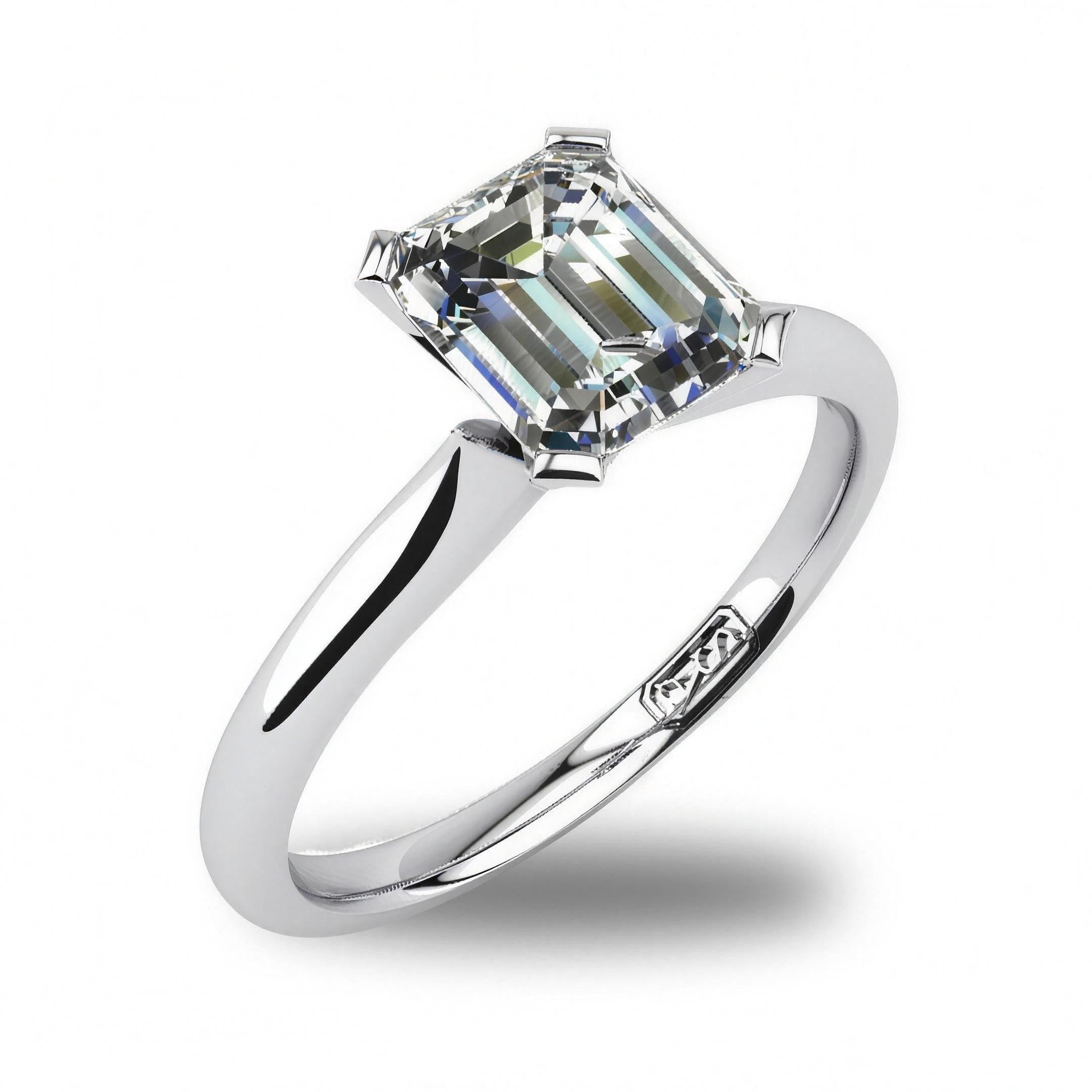 'Delta' Emerald Cut Lab Grown Engagement Ring