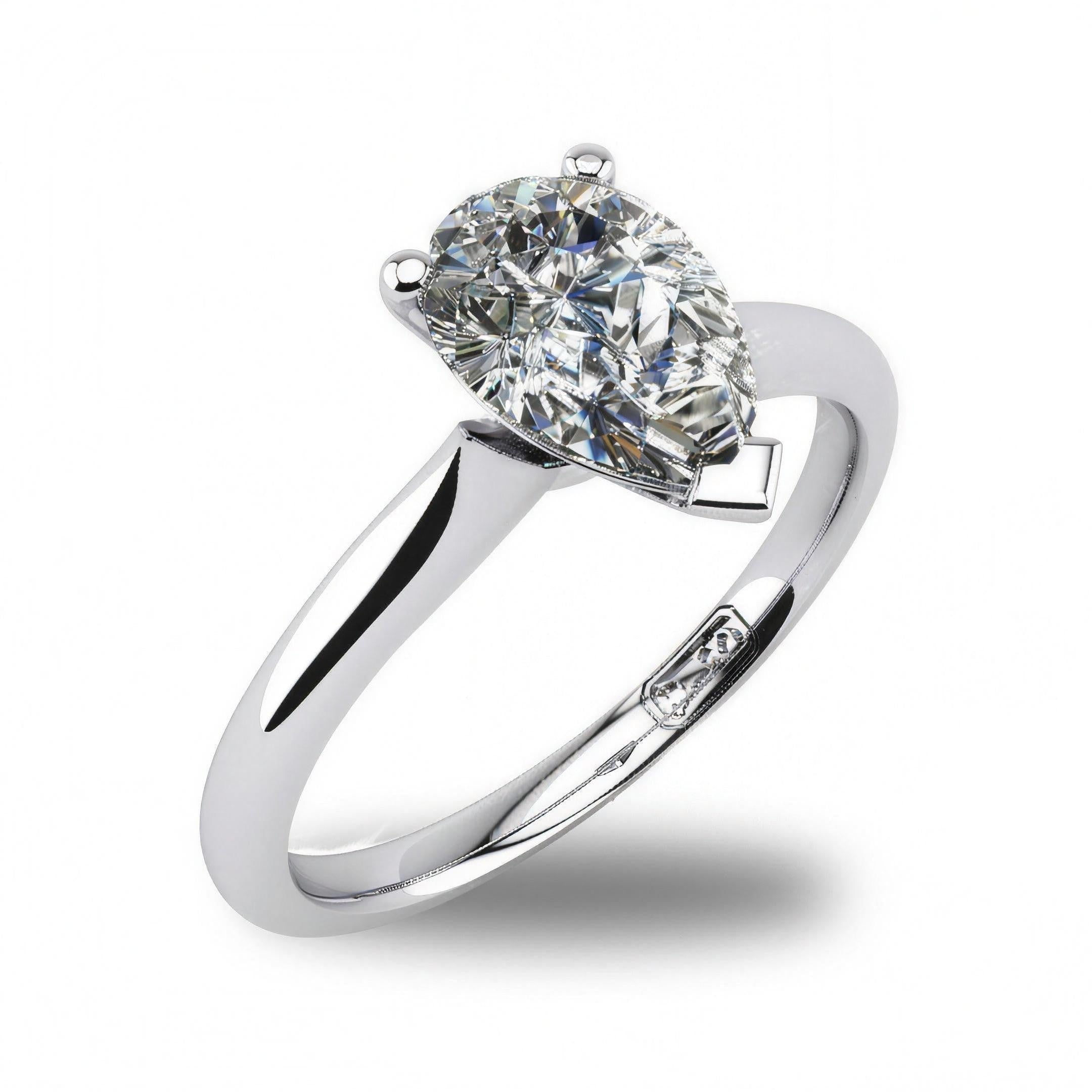 'Delta' Pear Cut Lab Grown Engagement Ring