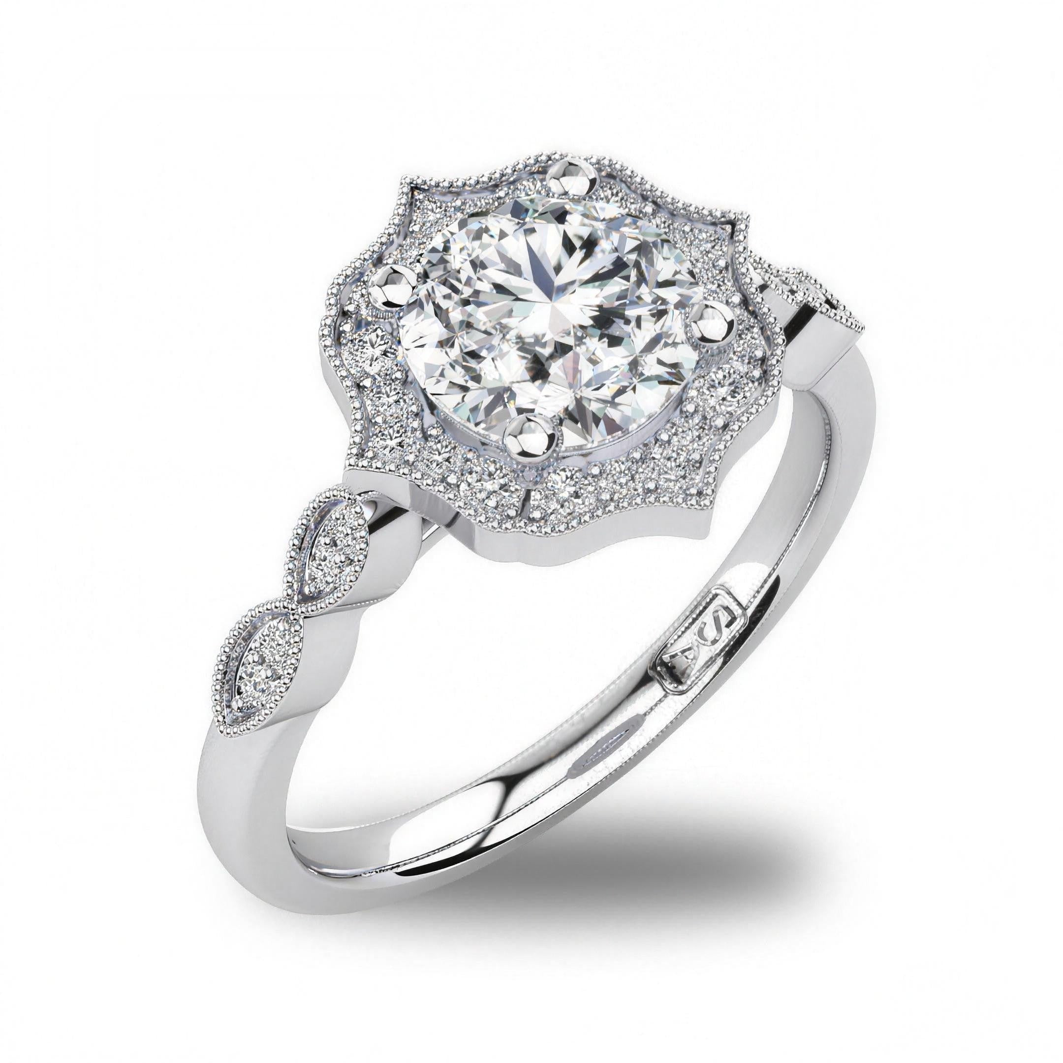 'Eva' Round Brilliant Cut Lab Grown Engagement Ring