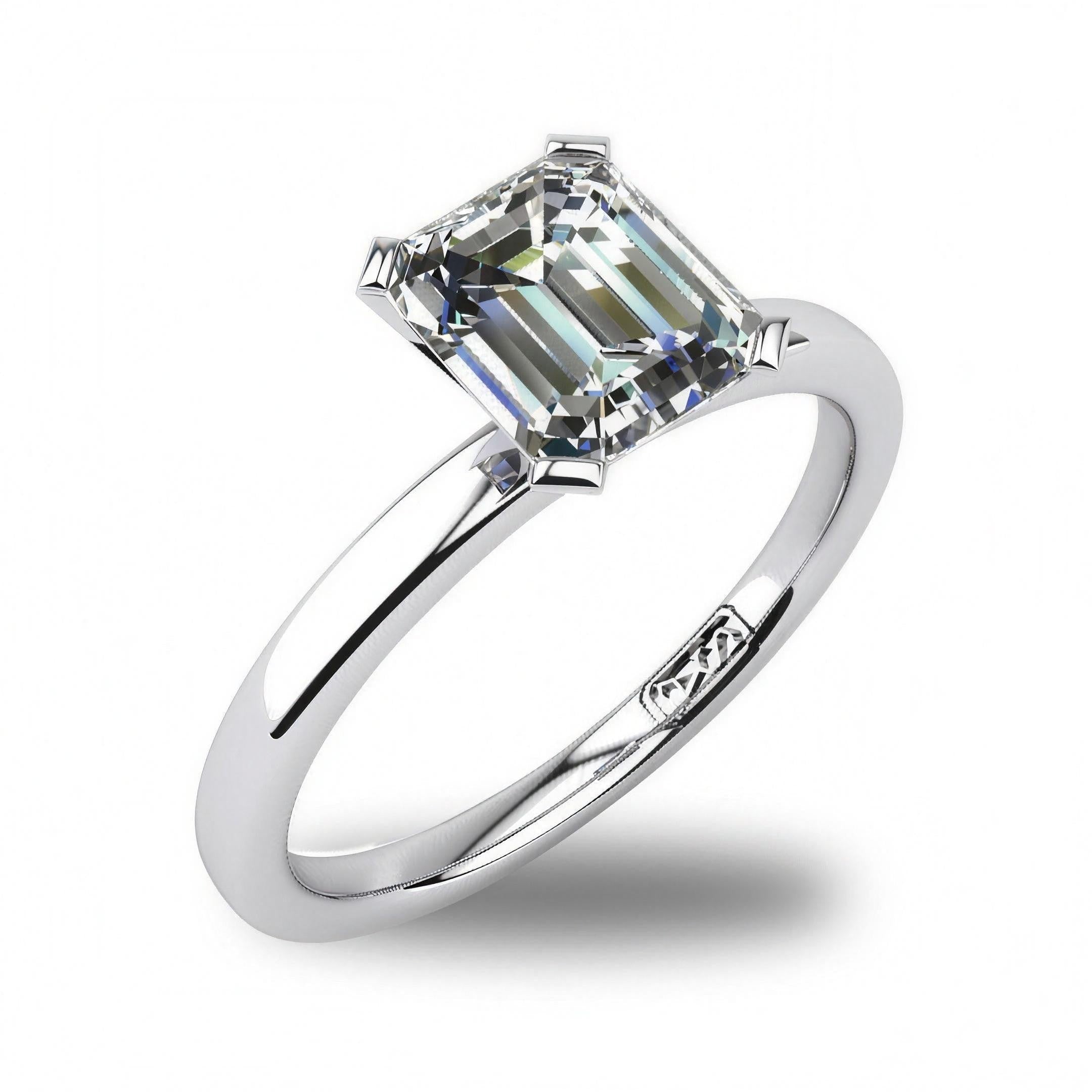 'Fiona' Emerald Cut Lab Grown Engagement Ring