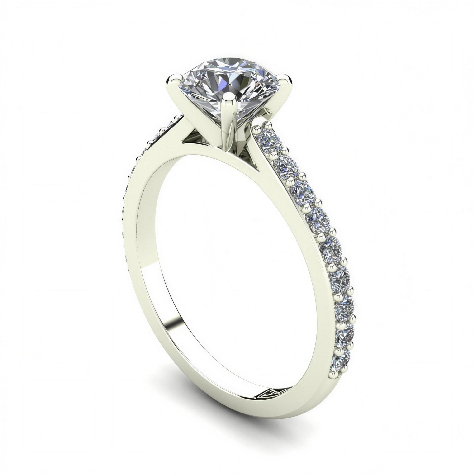 'Sasha' Round Brilliant Cut Engagement Ring — three-quarter