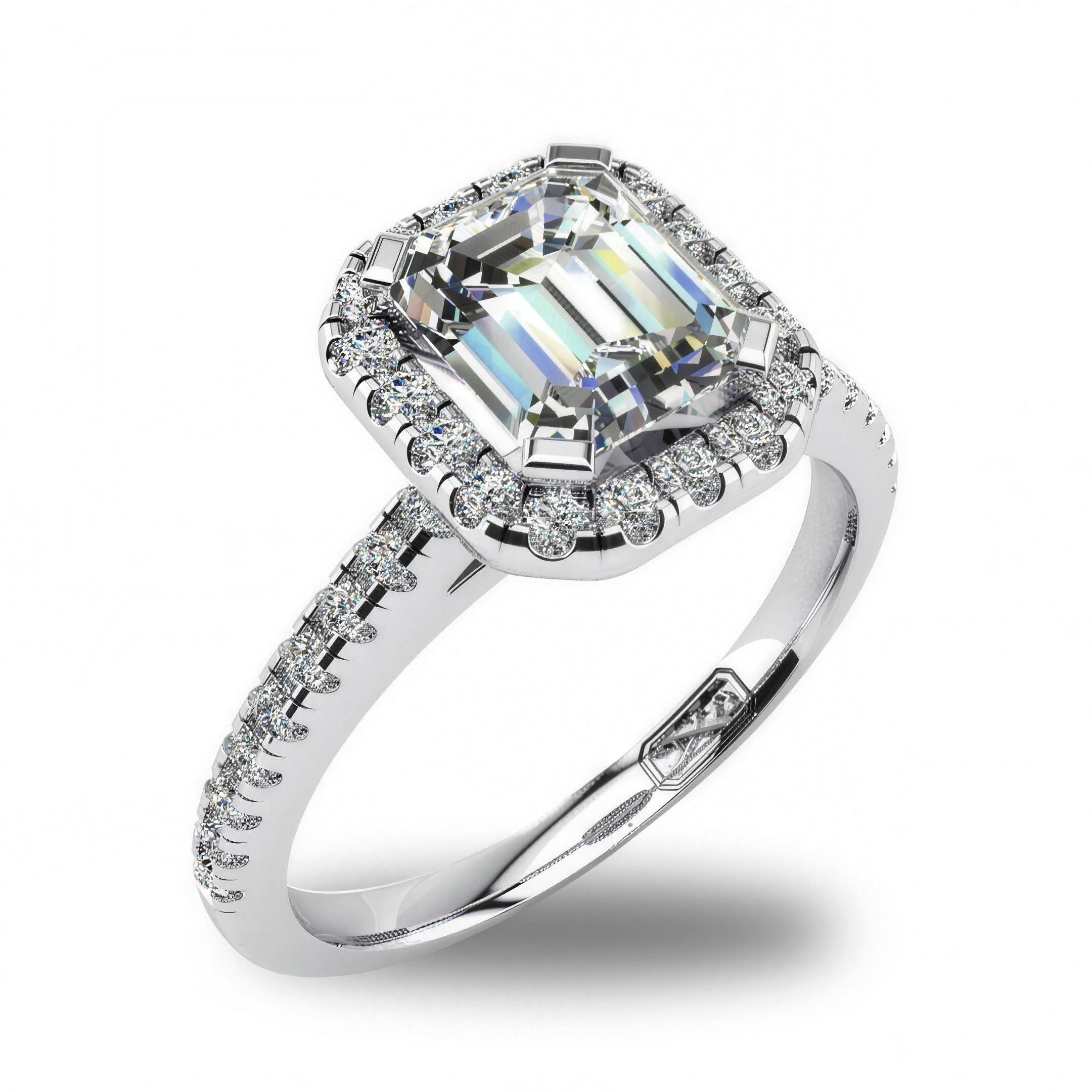 'Jenna' Emerald Cut Lab Grown Engagement Ring
