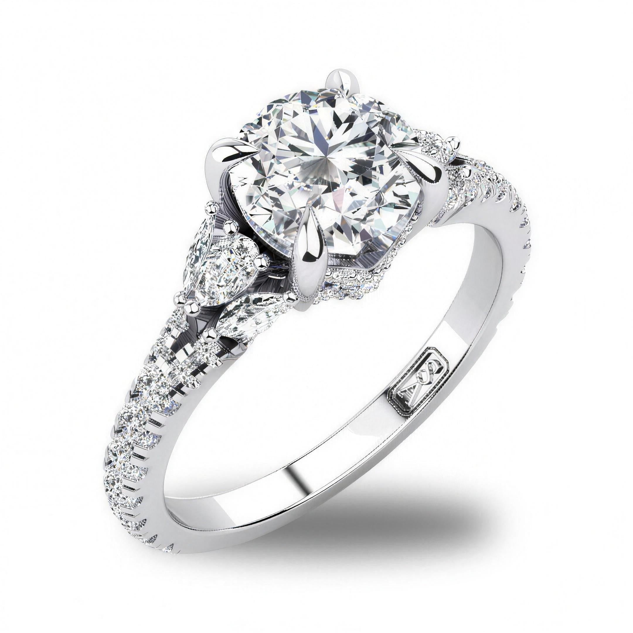 'June' Round Brilliant Cut Lab Grown Engagement Ring