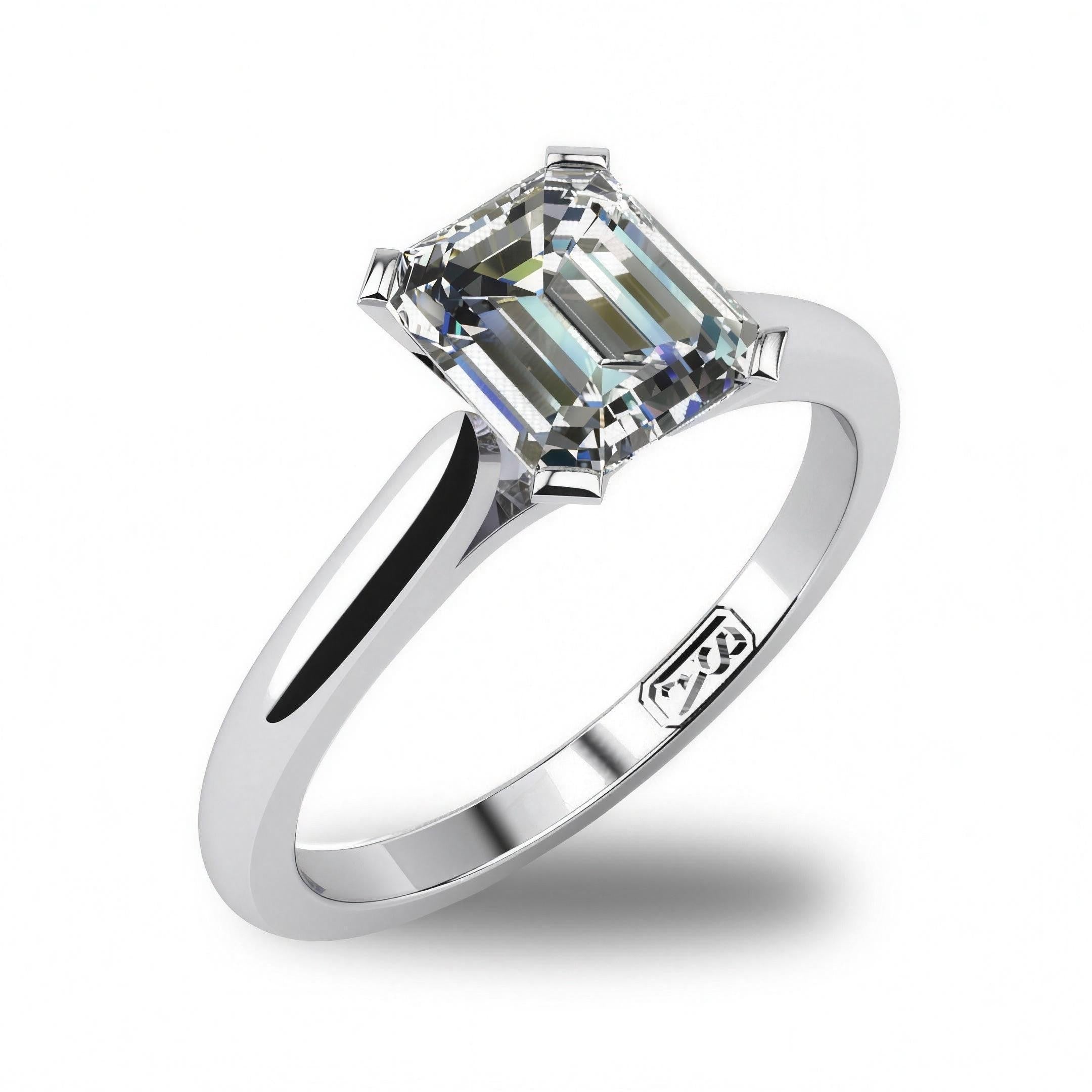 'Katie' Emerald Cut Lab Grown Engagement Ring