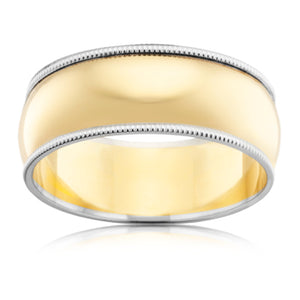 Two Tone Edge Patterned Mens Ring