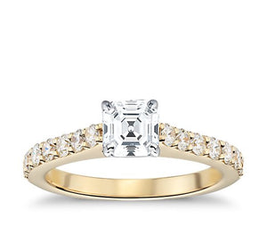 Asscher Cut 4 Claw Setting with Accent Stones