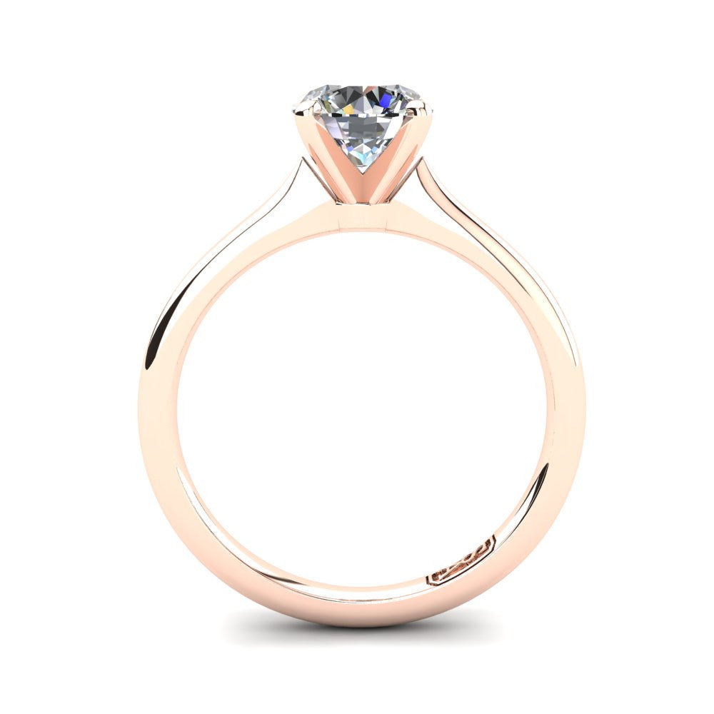18kt Rose Gold, Solitaire Setting with Rounded Band