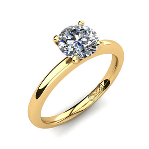 18kt Yellow Gold, Solitaire Setting with Half Round Band