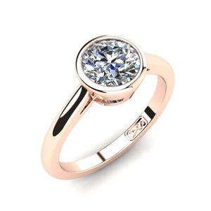 18kt Rose Gold, Bezel Solitaire Setting with Half Round Band